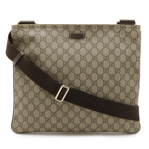 GUCCI Handbags - GUCCI GG Supreme Plus Shoulder Bag in PVC and Leather, Khaki Beige, Brown, Da...